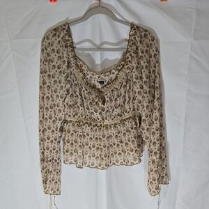 American Eagle Outfitters Floral Beige Blouse